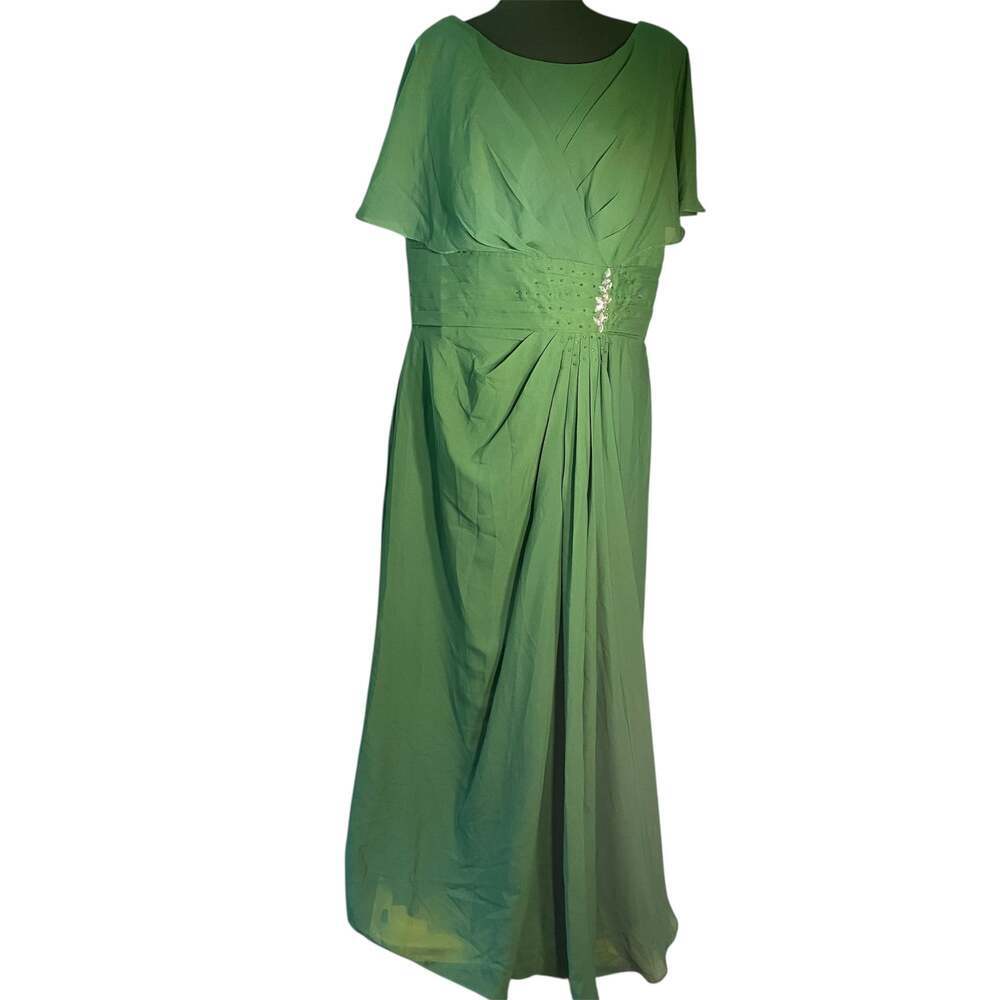 Womens Size 18W Jewel  Green Empire Satin  Maxi‎ Dress MSRP $110-180 NWT
